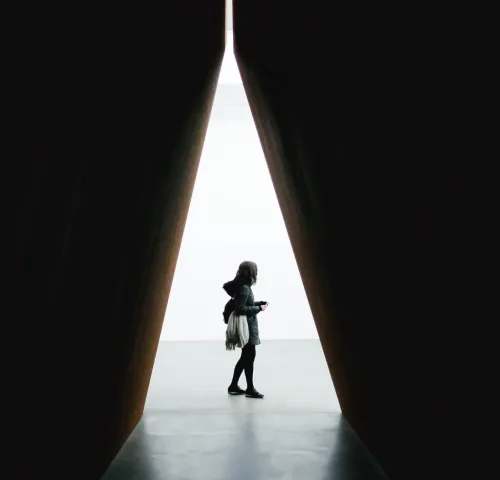 Illustration of a cave and surreal landscape for the who am I section