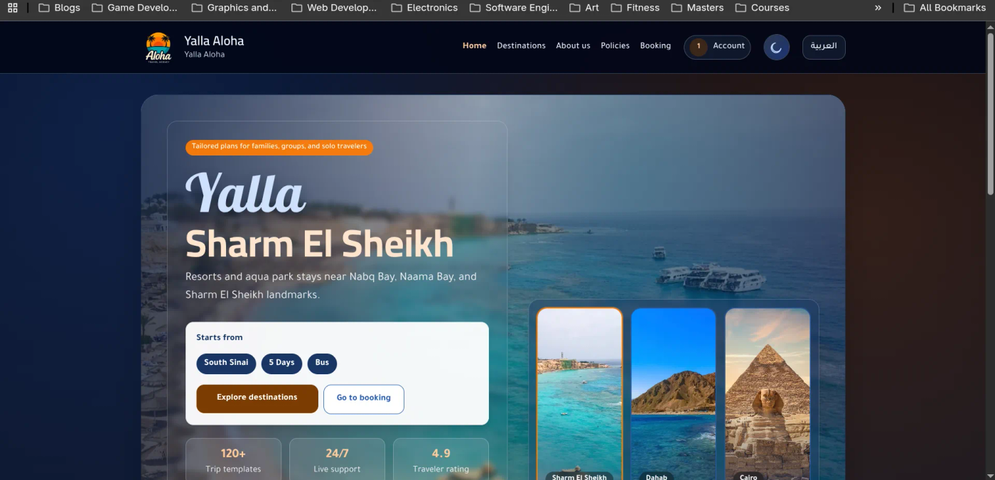 Customer-facing travel page.