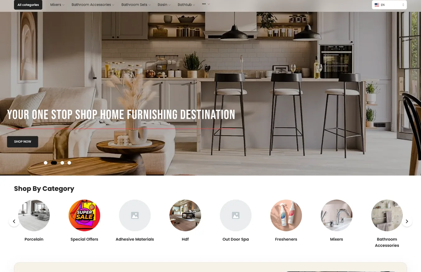 Homepage hero section.