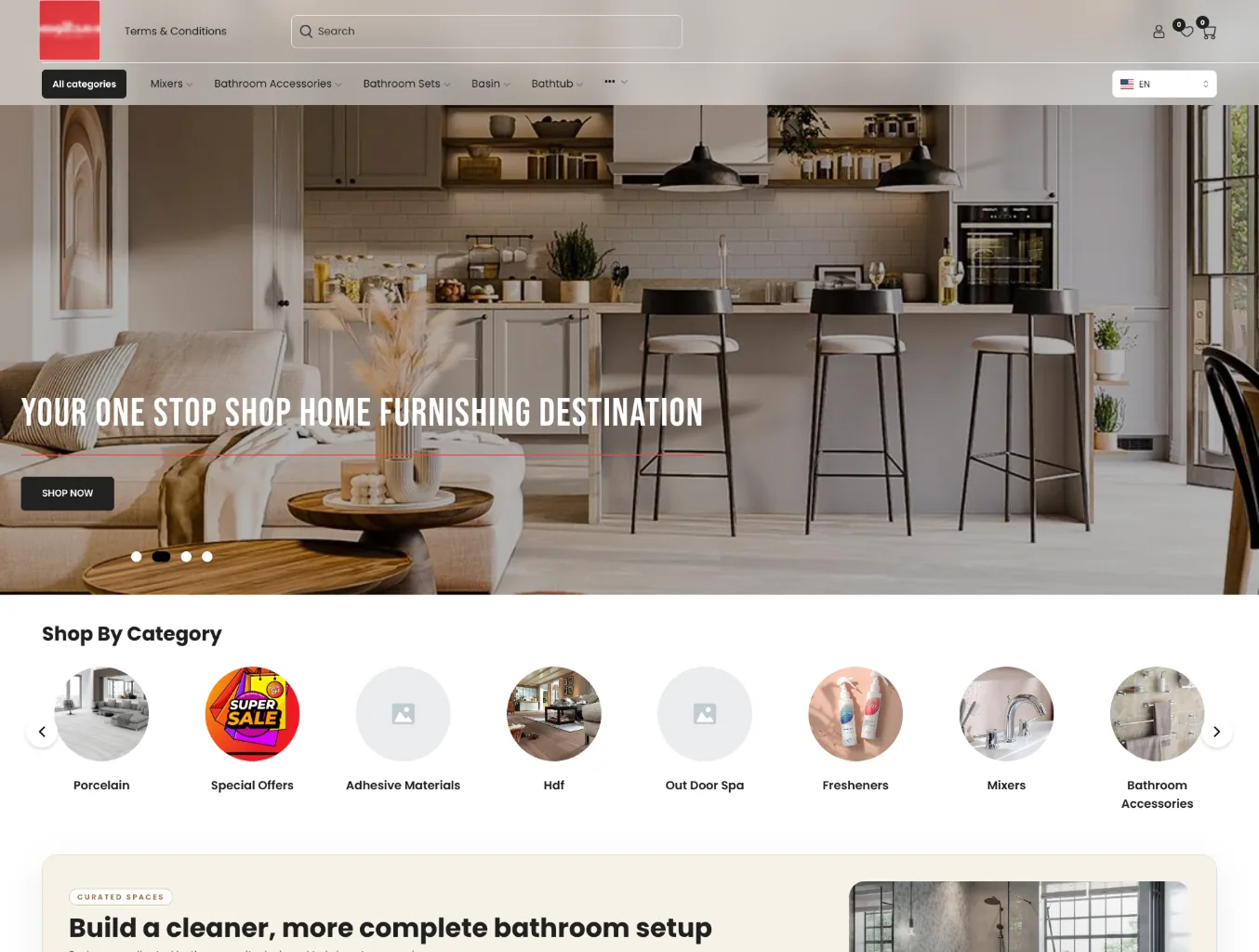 Homepage hero section.