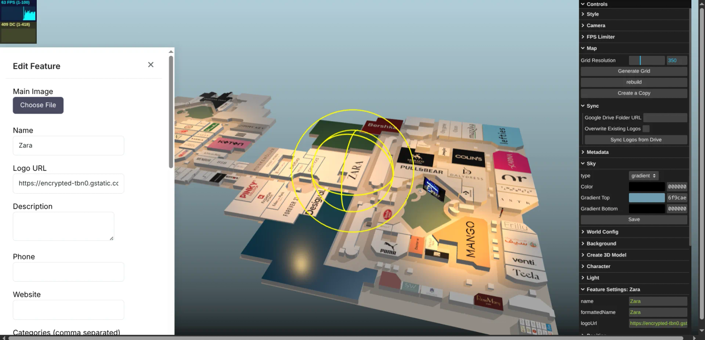 Indoor map editor interface.