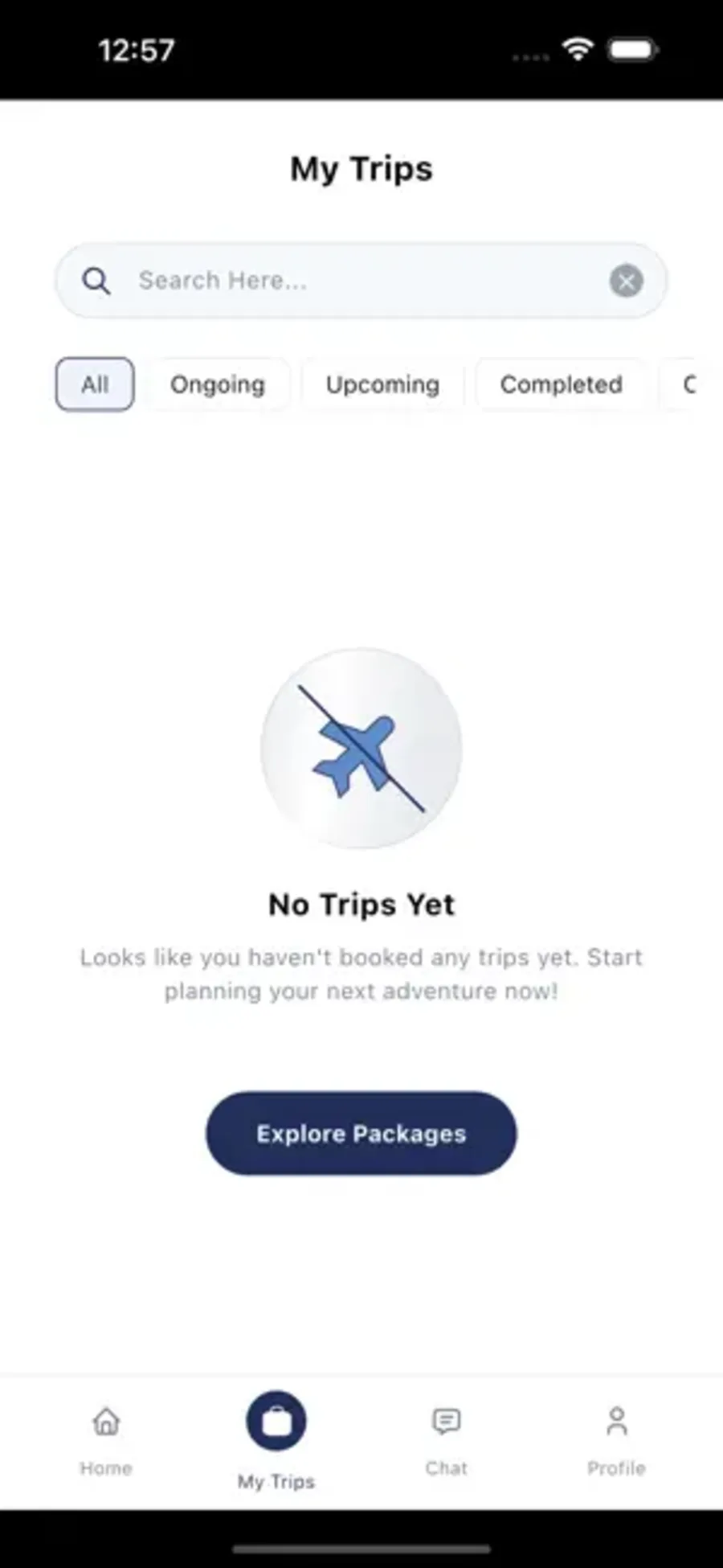 My Trips screen.