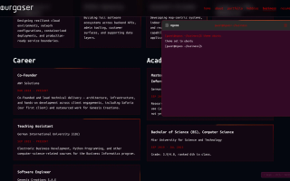 Switching themes live from the terminal ('theme ubuntu') over the business page — the whole site repaints instantly in the new palette.